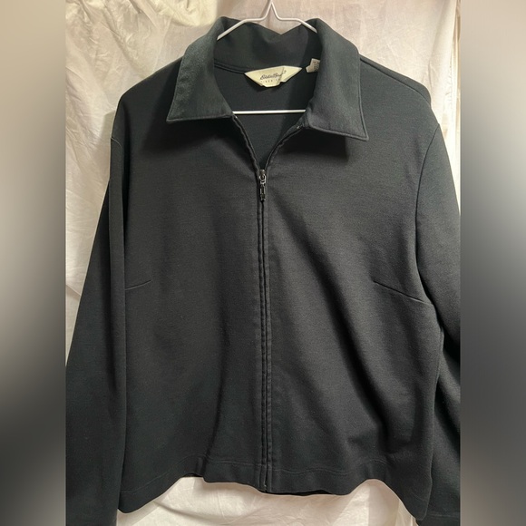Vintage Eddie Bauer Womens Zip Up Collared Athletic Jacket Black XL VGC - Picture 1 of 5